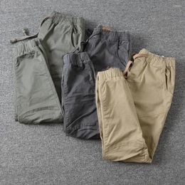 Pantalon pour hommes Cargo Couleur solide DrawString Casual Vintage Crotped Pants Streetwear Sweatpants Jogger