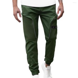 Herenbroeken Heren Cargo Effen Kleur Patchwork Casual Multi-zakken Jonge enkelbandige mannelijke broek voor dagelijks gebruik