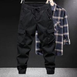Pantalons pour hommes Hommes Cargo Spring Outdoor avec taille élastique Cordon de serrage Couleur Solide Pantalon Streetwear pour le sport