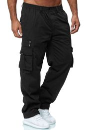 Pantalones para hombres Hombres Cargo Pantalones de trabajo de verano Cintura elástica Suelta Multi bolsillo Deportes casuales Deportes al aire libre 230822