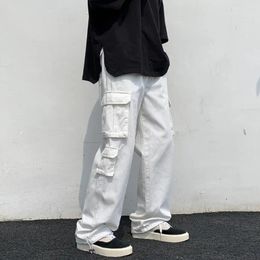 Pantalons pour hommes Hommes Cargo Pantalon Streetwear Hip Hop Style Multi Poches Large Jambe Couleur Solide Respirant Doux Pour Un
