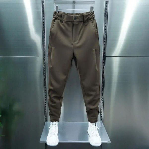 Pantalones para hombres Hombres Casual Elástico Cintura Botón Largo Sujeción Cinta Puños Tenis Estilo Deportes Pantalones