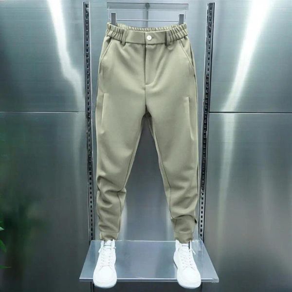 Pantalons pour hommes hommes décontracté taille élastique bouton longues poches couleur unie attache bande poignets Golf Tennis sport Style pantalon