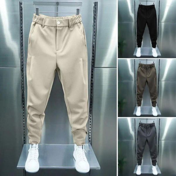 Pantalones para hombres Hombres casuales botón de harén largo tenis de tenis deportivo deportivo cintura elástica cinta adhesiva bolsillos de bolsillos