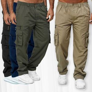 Pantalons pour hommes Hommes Casual Multi Poche Lâche Tube droit Travail en plein air Solide Fitness Sports Bouton Taille moyenne Vêtements