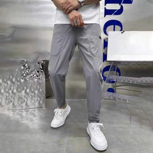 Herenbroek mannen casual broek elastische taille meerdere zakken hoge elasticiteit enkel lengte dagelijkse slanke fit heren potlood broek mannen kleding y240513