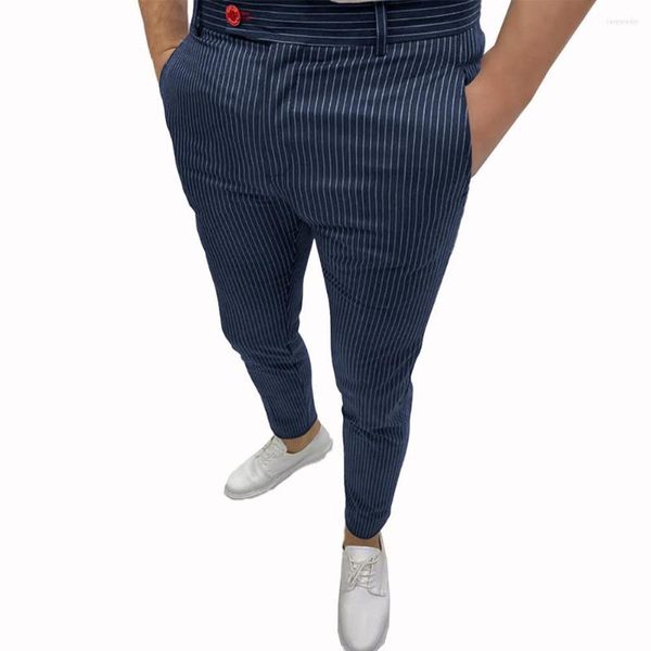 Pantalones para hombres Hombres Casual Lápiz Raya Estiramiento Trabajo Negocios Formal Flaco Pantalones largos