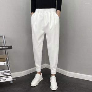 Pantalones de hombre Casual de talla grande pantalones rectos de Color sólido para hombre cintura elástica suelta estilo coreano de moda Streetwear 2023 V11