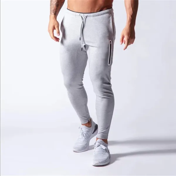 Pantalons pour hommes Hommes Casual Skinny Joggers Pantalons de survêtement Courir Mâle Pure FootTrack Zipper PocketsGym Fitness Pantalon d'entraînement