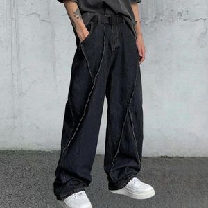 Pantalon masculin pantalon décontracté massif streetwear streetwear large jambe avec poches d'entrejambe profonds en vrac unisexe pour la hanche
