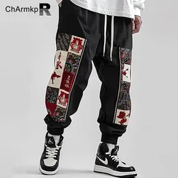 Pantalon masculin Vêtements Charmkpr 2024 Été décontracté vintage imprimé patchwork cordon de taille de street