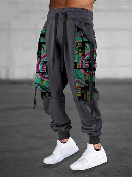 Pantalons pour hommes Vêtements pour hommes Pantalons pleine longueur imprimés en 3D Pantalons de survêtement Graphiques colorés Poches latérales Ruban Streetwear Style Safari