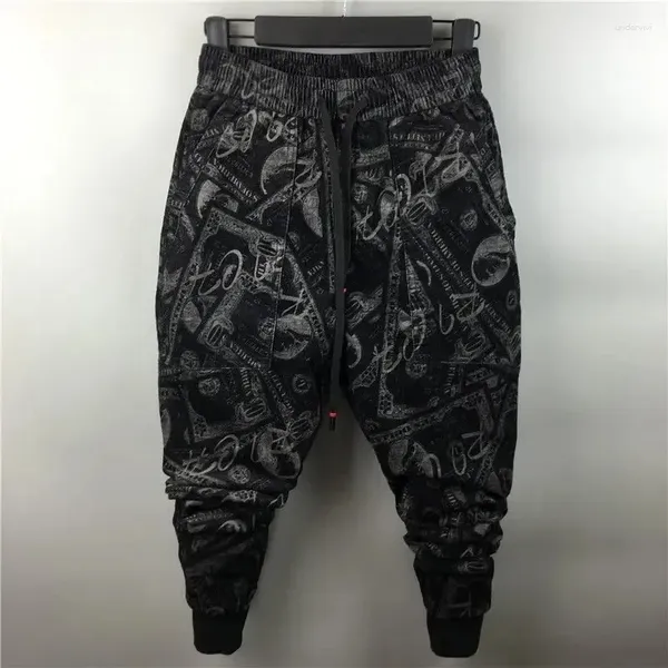 Pantalons pour hommes Vêtements pour hommes Style coréen Mode Velours Personnalité ample Imprimé Contraste Casual Printemps Automne Hombre Streetwear Z41