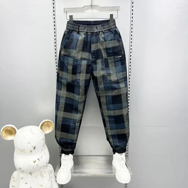 Pantalons pour hommes hommes vêtements printemps poches Vintage Plaid droite tendance coréenne mode jean décontracté Baggy pantalon Homme