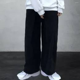 Pantalons pour hommes Hommes Corduroy Style japonais Rétro Jambe large avec taille élastique Poches profondes Lâche Droite Longue pour Casual