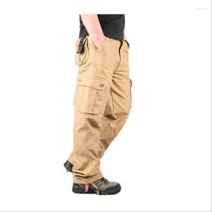 Pantalones de hombre de algodón de carga al aire libre pantalones casuales de primavera de talla grande para hombre Multi bolsillo ropa recta suelta ocio 2023