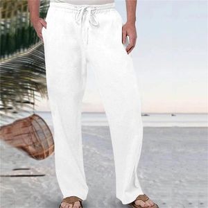 Pantalons pour hommes Hommes Coton Lin Couleur unie Poche respirante Taille élastique Pantalon Joggers Fitness Lâche Hip Hop Pantalon de survêtement Plage