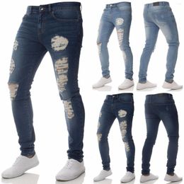 Pantalones de hombre Hombres Denim Casual Destroyed Frayed Slim Skinny Fit DISTRESSED RIPPED JEANS 2023 Moda