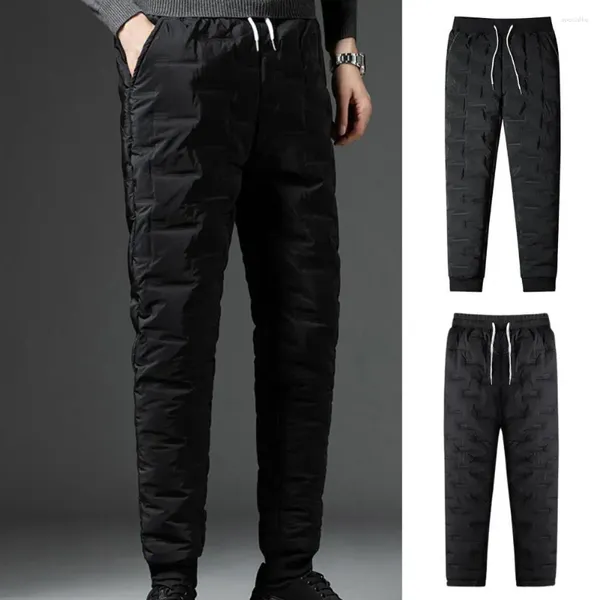 Pantalon pour hommes hommes vers le vent épaissis en peluche de taille élastique couleur couleur un pantalon de survêtement hivernal pour l'extérieur