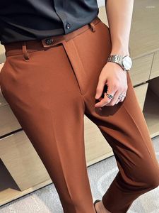 Pantalon masculin habille des hommes couleurs une couleur droite longue mince craquée pantalon de cordon décontracté daliy bureau de travail de travail A82