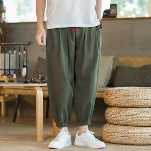 Herenbroek Mannen Elastische taille Casual Harem Pant Linnen Cross-Pants Mens Baggy Traditionele Chinese Broek