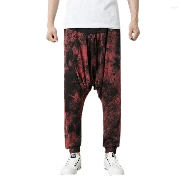 Pantalons pour hommes Hommes Mode Hip Hop Imprimer Cordon Taille élastique Harem Jogger Mâle Casual Splice Baggy Lantern Pantalon