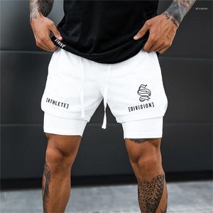 Pantalons pour hommes hommes Fitness musculation Shorts gymnases entraînement mâle respirant 2 en 1 Double pont séchage rapide vêtements de sport survêtement plage