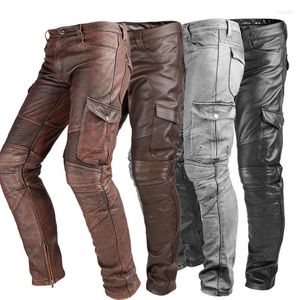 Pantalons pour hommes Hommes en cuir véritable véritable peau de vache naturelle peau de vache Harem pantalon moto motard imperméable coupe-vent marque masculine