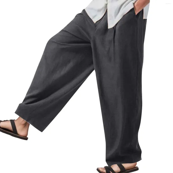 Pantalones para hombres Hombres colgando pierna ancha estilo japonés suelto recto pantalones casuales moda coreana hip hop carga ropa hombre 2024