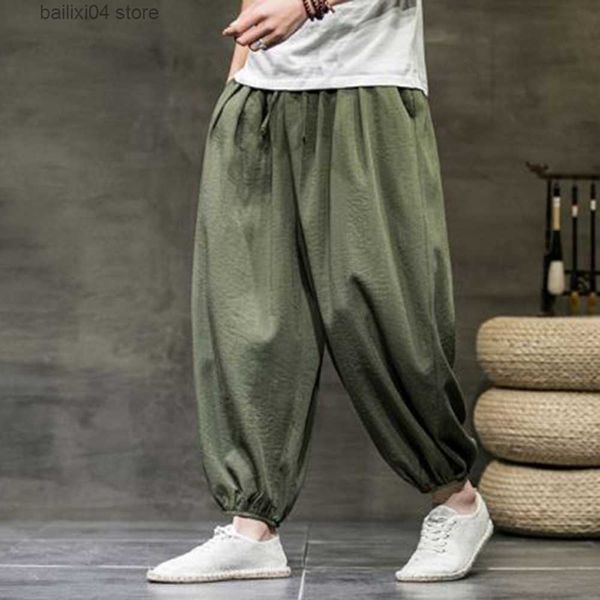 Pantalons pour hommes Hommes Harajuku Harem Pantalon 2023 Hommes Été Coton Lin Joggers Pantalon Mâle Vintage Style Chinois Pantalons de Survêtement Mode Taille S-3XL T230925