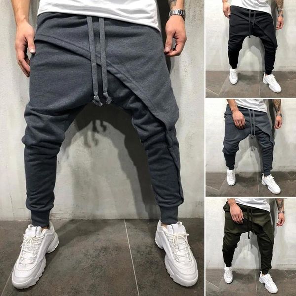 Pantalones para hombres Hombres Harem Tobillo Atado Hip Hop Doble Capa Correr Baggy Coreano Casual Elástico Cintura Pantalones Sweetpants Trajes