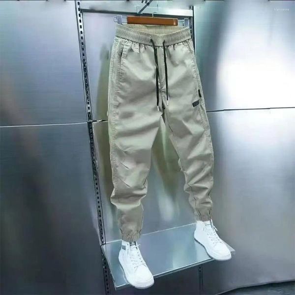 Pantalones para hombres hombres harén fit delgado lim shay saving cintura elástica pantalones con pada de tobillo bolsas de color sólido