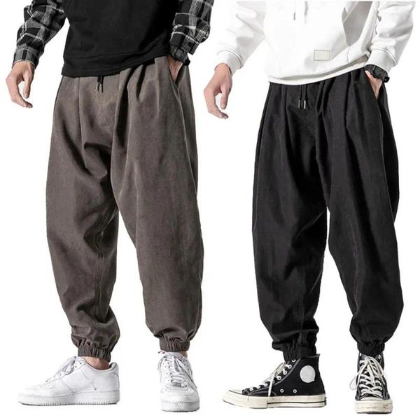 Pantalones para hombres Hombres Harem Color Sólido Cintura Elástica Joggers 2023 Baggy Cordón Drop-entrepierna Casual Hip Hop Pantalones