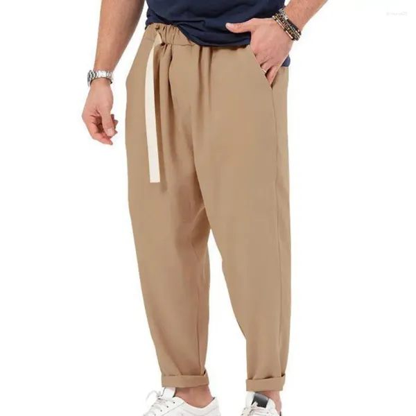 Pantalons pour hommes Hommes Harem Pantalon avec ceinture élastique Poches ceinturées lâches pour Pantalones Hombre