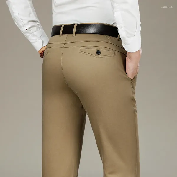 Pantalons pour hommes hommes de haute qualité marque droite kaki décontracté style classique affaires mode pantalon extensible vêtements masculins