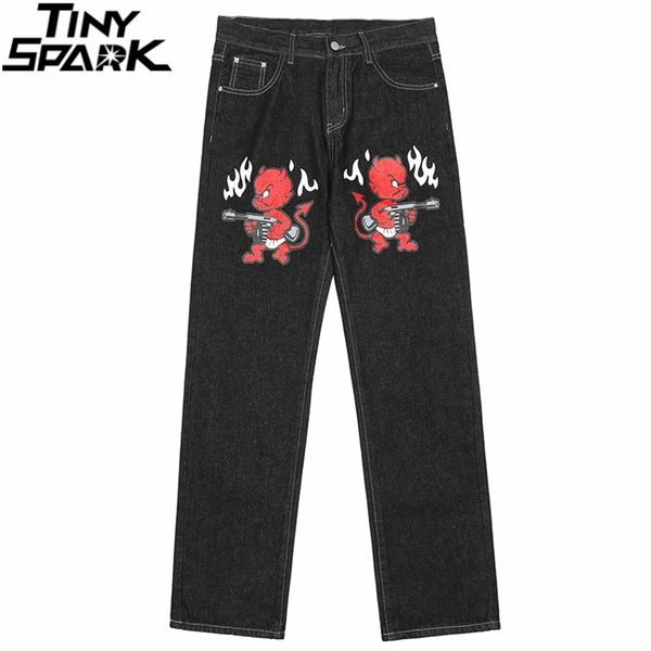 Pantalons pour hommes Hommes Hip Hop Denim Streetwear Evil Devil Gun Imprimé Harajuku Coton Joggers Jeans Pantalon Harem 220907