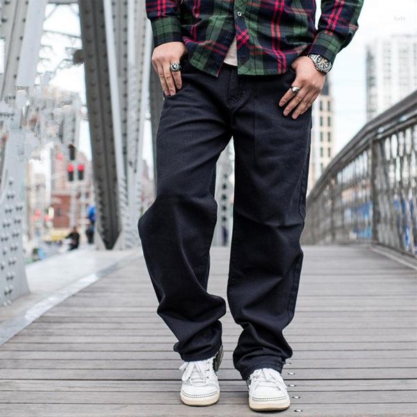 Pantalons pour hommes Hommes Hiphop Baggy Jeans Noir Loose Fit Mens Hip Hop Streetwear Denim Plus Taille Bell Bottom Skateboard Pantalon Long