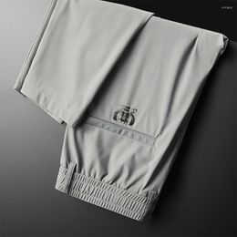 Pantalons pour hommes Hommes Glace Soie Longue Couleur Unie Cordon D'été Mince Séchage Rapide Décontracté Pantalon Droit Bas Cool Pantalon De Survêtement Streetwear