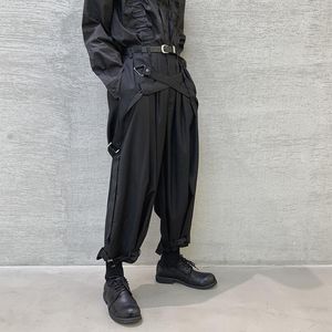 Pantalons pour hommes hommes japon Streetwear Punk gothique pansement décontracté sarouel mâle Vintage Hip Hop pantalon à jambes larges scène vêtements Kimono