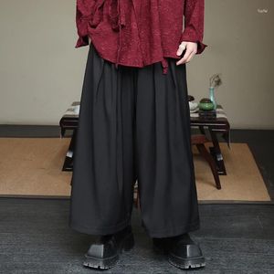 Pantalon masculin streetwear japonais noir noir lâche lâche occasionnelle jupe de jambe large femme pantalon harem unisexe plus taille