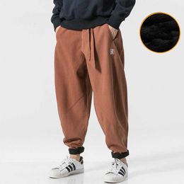 Men's Pants Pantalones de algodón de lino para hombre, pantalones cálidos de lana de invierno, pantalones de chándal de marca para hombre, pantalones de calle Harajuku, pantalones de jogging de Hip Hop Z0225