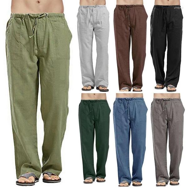 Pantalons pour hommes Hommes Lin Streetwear Loose Straight Party Pantalon Taille élastique Pantalon Fahion Casual Beach Daliy Cool Respirant Plus Taille