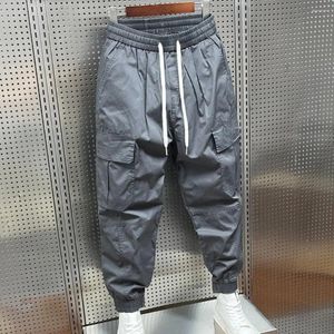 Pantalons pour hommes Hommes Long Sarouel confortable avec taille élastique Multi poches pour les activités de plein air Pantalon respirant doux