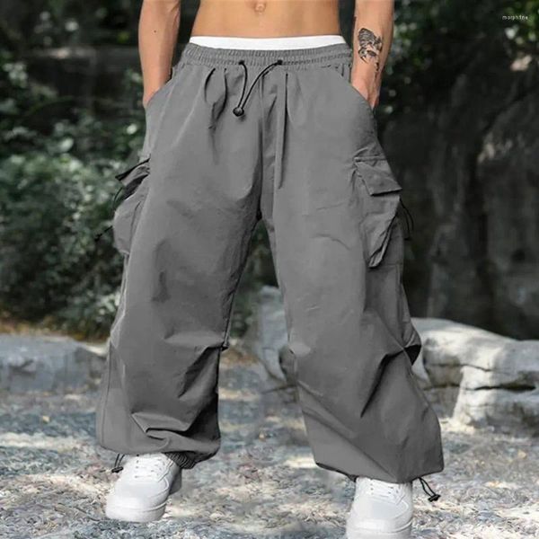 Pantalons pour hommes Hommes Long High Street Cargo avec cordon de serrage à la taille profonde entrejambe multi-poches pour un port élégant et confortable