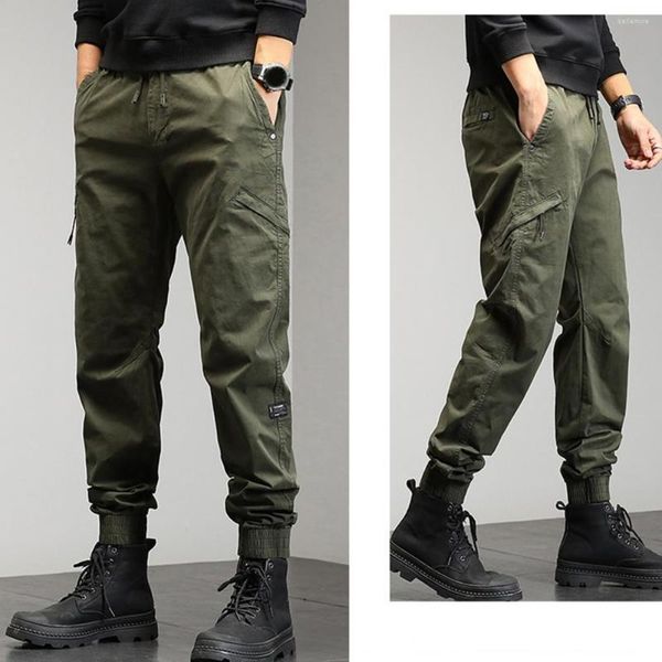 Pantalones para hombres Hombres Pantalones largos Transpirable Cintura media Carga con cordón elástico Tobillo con banda de tobillo Ajuste suelto Múltiples