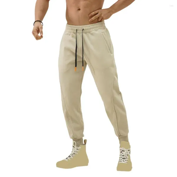 Pantalones para hombres Hombres sueltos con banda en el tobillo Bolsillos laterales Cordón Cintura elástica Pantalones de chándal para correr Pantalones largos