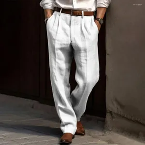 Pantalons pour hommes Hommes Ample Poches longues Design Pantalon en tissu respirant Ceinture élastique Casual