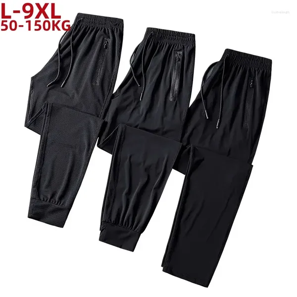 Pantalons pour hommes Hommes Lâche Taille Pantalon complet Ice Cool Net Super Large Mode Casual Imprimé Élastique Taille d'été 5XL 6XL 7XL 8XL 9XL