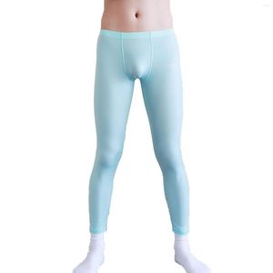 Herenbroek mannen mannelijke elastische taille stretchy bulge pouch leggings vaste kleur atletische yoga gym fitness loopbodems