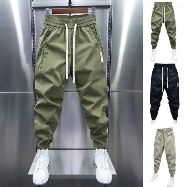 Pantalons pour hommes Hommes Taille moyenne Harem Pocketed Cordon confortable avec taille élastique pour cheville-bandée